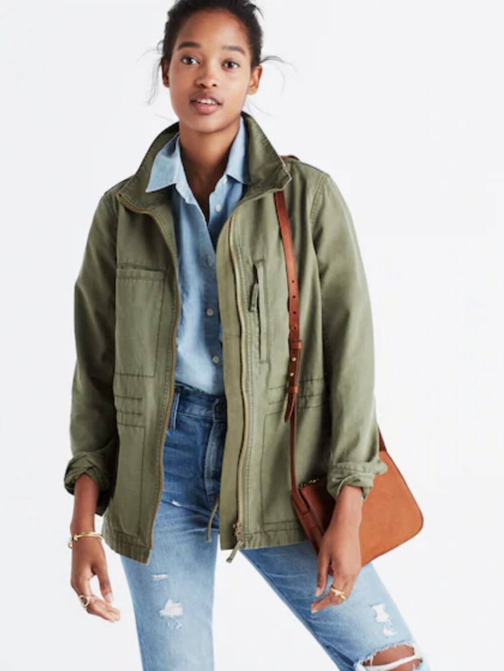 Madewell Fleet Olive Green Utility Jacket Military Style 100% Cotton XS